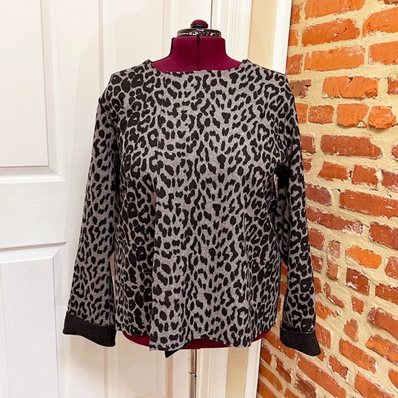 NWOT Jones New York Reversible Leopard Print & Black Wool Felt Jacket - Picture 7 of 11